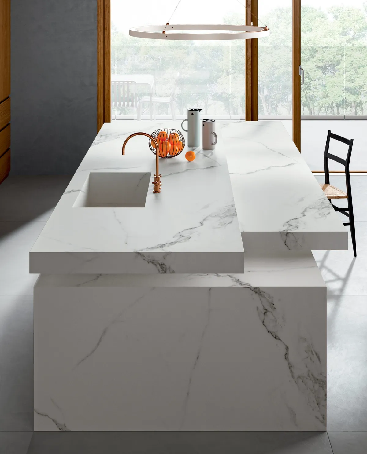 Blat de baie ceramică Calacatta White