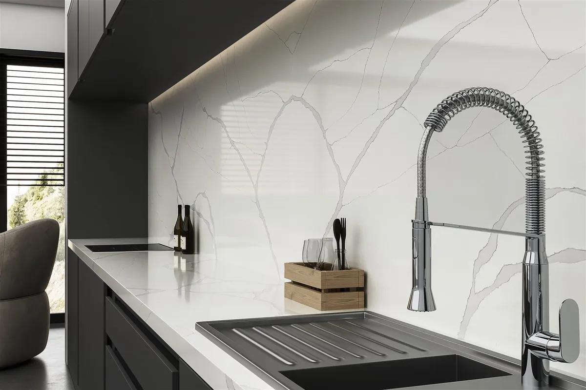 Blat de baie quartz 7134 Calacatta Aldeon
