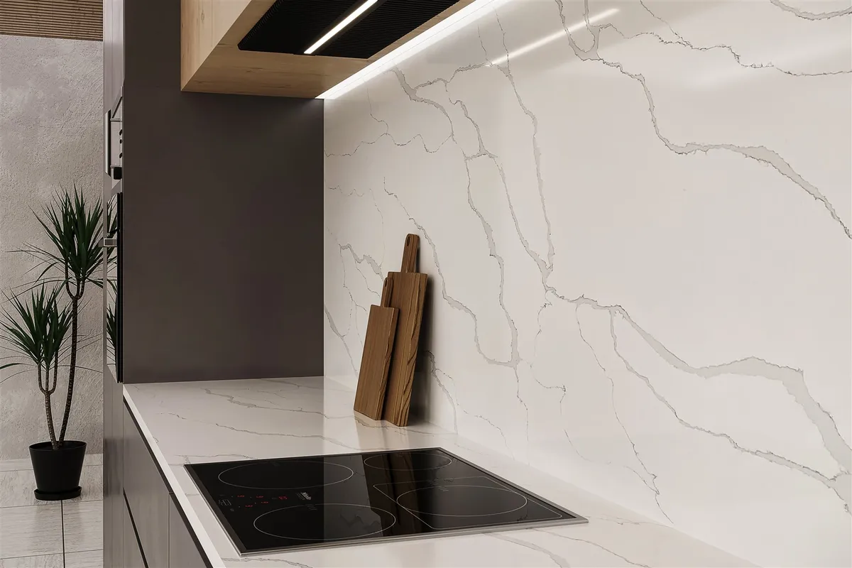 Blat de baie quartz 7352 Calacatta Ciara
