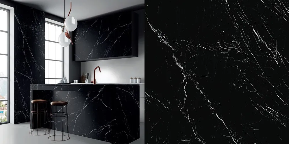 Blat de baie ceramică Nero Marquina