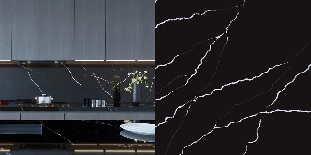 Blat de baie quartz Royal Black