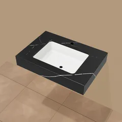 Blat baie + lavoar sub blat Quartz Marquina Tierra 80X55XH15 cm – blat de baie din stoc, randare 3D