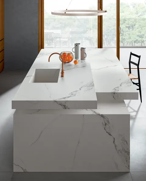 Blat de baie ceramică Calacatta White