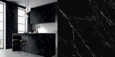 Blat de baie ceramică Nero Marquina