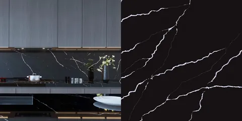 Blat de baie quartz Royal Black